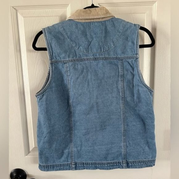 Vintage Solutions! Original Denim Jean Vest Corduroy Collar, Sz Small - Picture 13 of 16